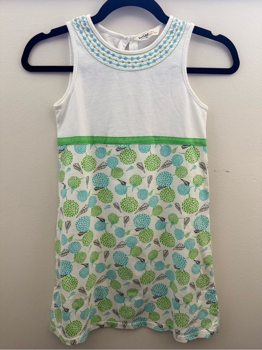 Beebay cotton modest green white girls dress 8
